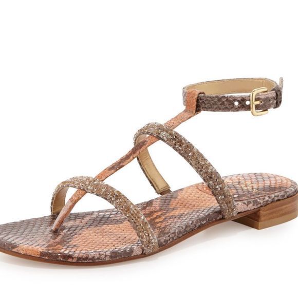 Stuart Weitzman Rock‎ along brick ombré python lether sandal - Picture 2 of 6